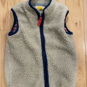 Baby Boden Sherpa Vest - Cream and Blue